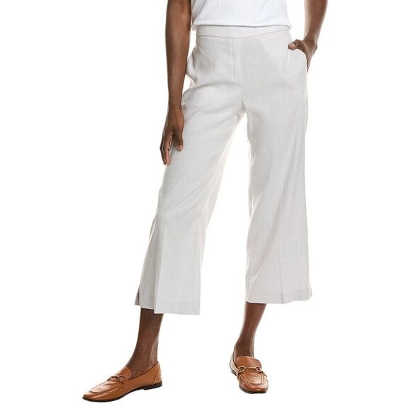 Theory Womens  Wide Pull-On Linen-Blend J Pant, White - Picture 1 of 3